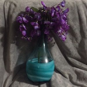 Funky Turquoise Vase (w/ FREE Faux Purple Orchids)